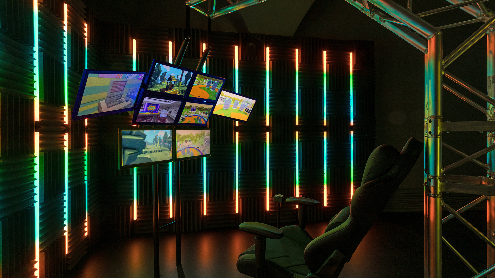 Installation of monitors and screens, colorful led tube installation